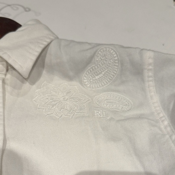 Lauren Ralph Lauren White Paisley Embroidered Button Shirt - Picture 5 of 11